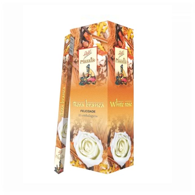 Caixa Incenso Flute Masala - Rosa Branca