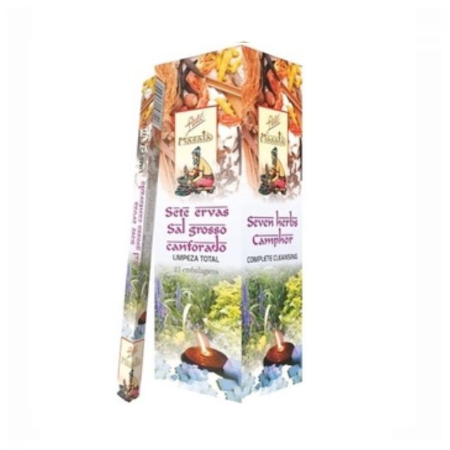 Caixa Incenso Flute Masala - Sete Ervas Sal Grosso Canforado